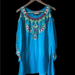 Teal Embroidered Blouse